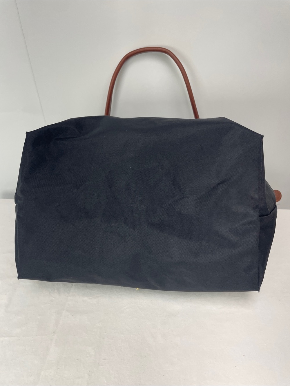 Longchamp Black Nylon Tote with Brown Leather Handles - Picture 9 of 10